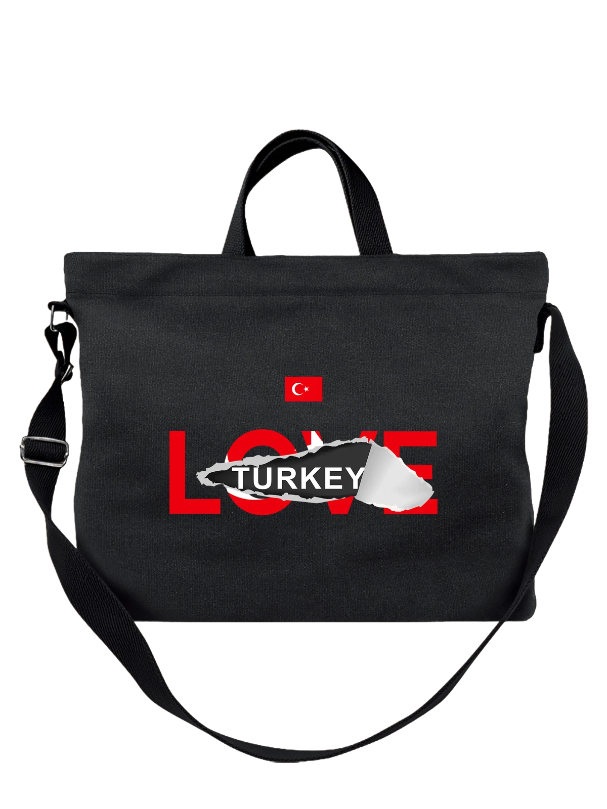 Сумка Флаг Турции Turkey чёрная с принтом — национальная символика — Чёрная, фото 1