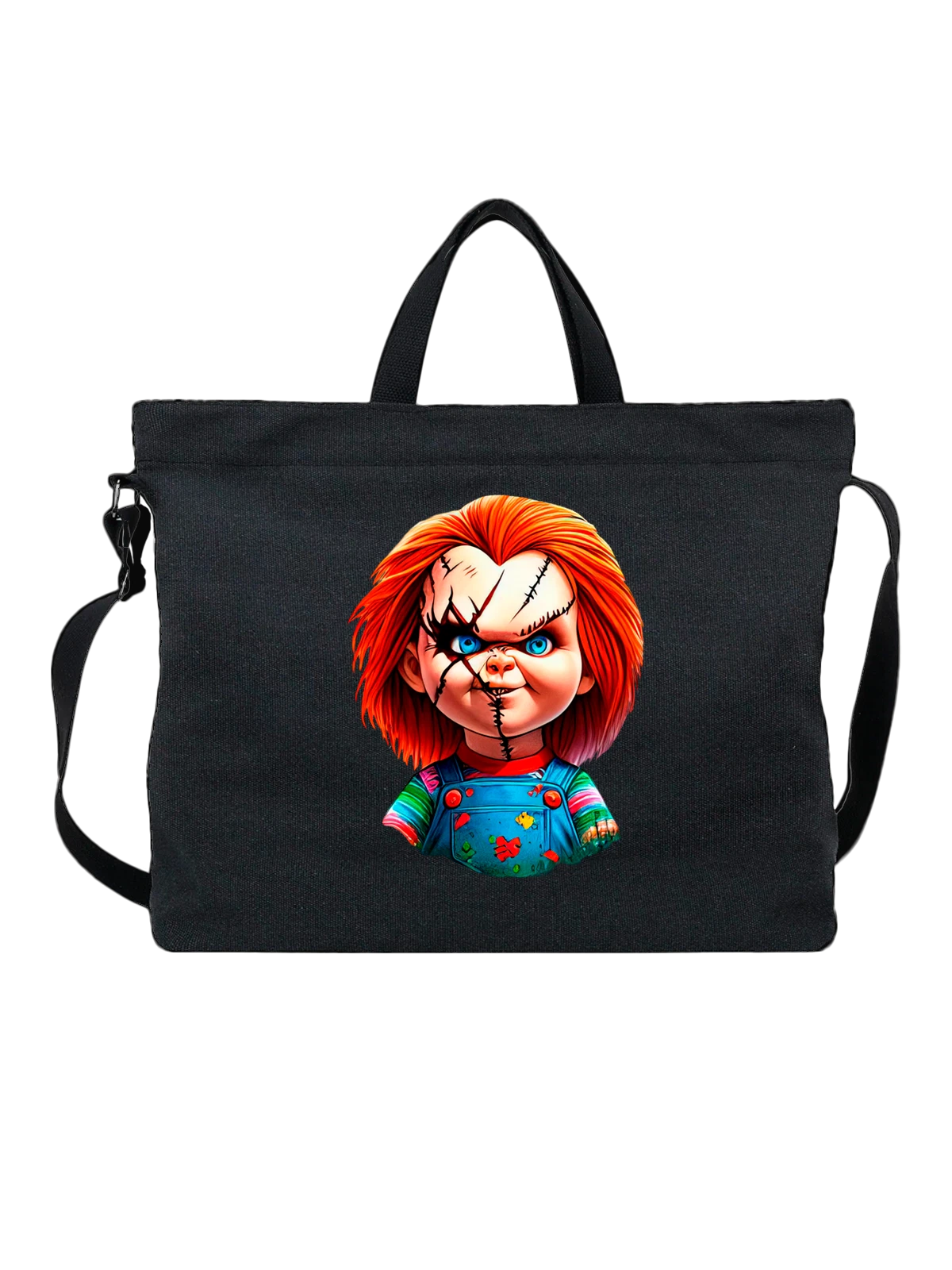 Сумка чёрная с принтом с куклой Невеста Чаки Bride of Chucky — подарок поклоннику хоррора — Чёрная, фото 1