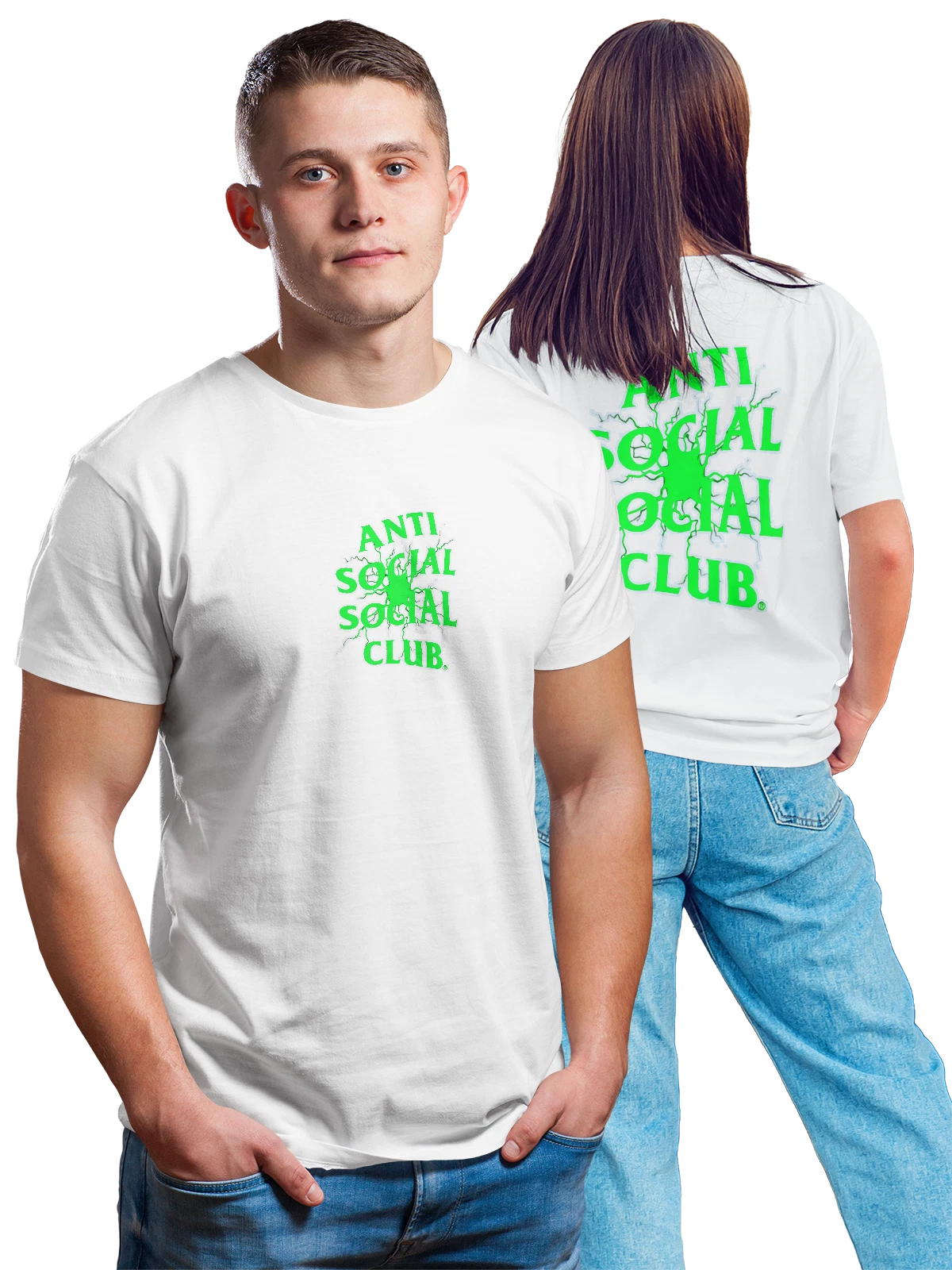 Футболка Надпись Anti Social Club белая с принтом на спине — уличная мода — Белая, фото 1