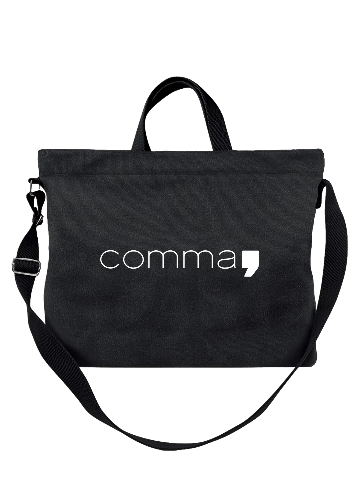 Сумка Comma чёрная с принтом — современная айдентика — Чёрная, фото 1