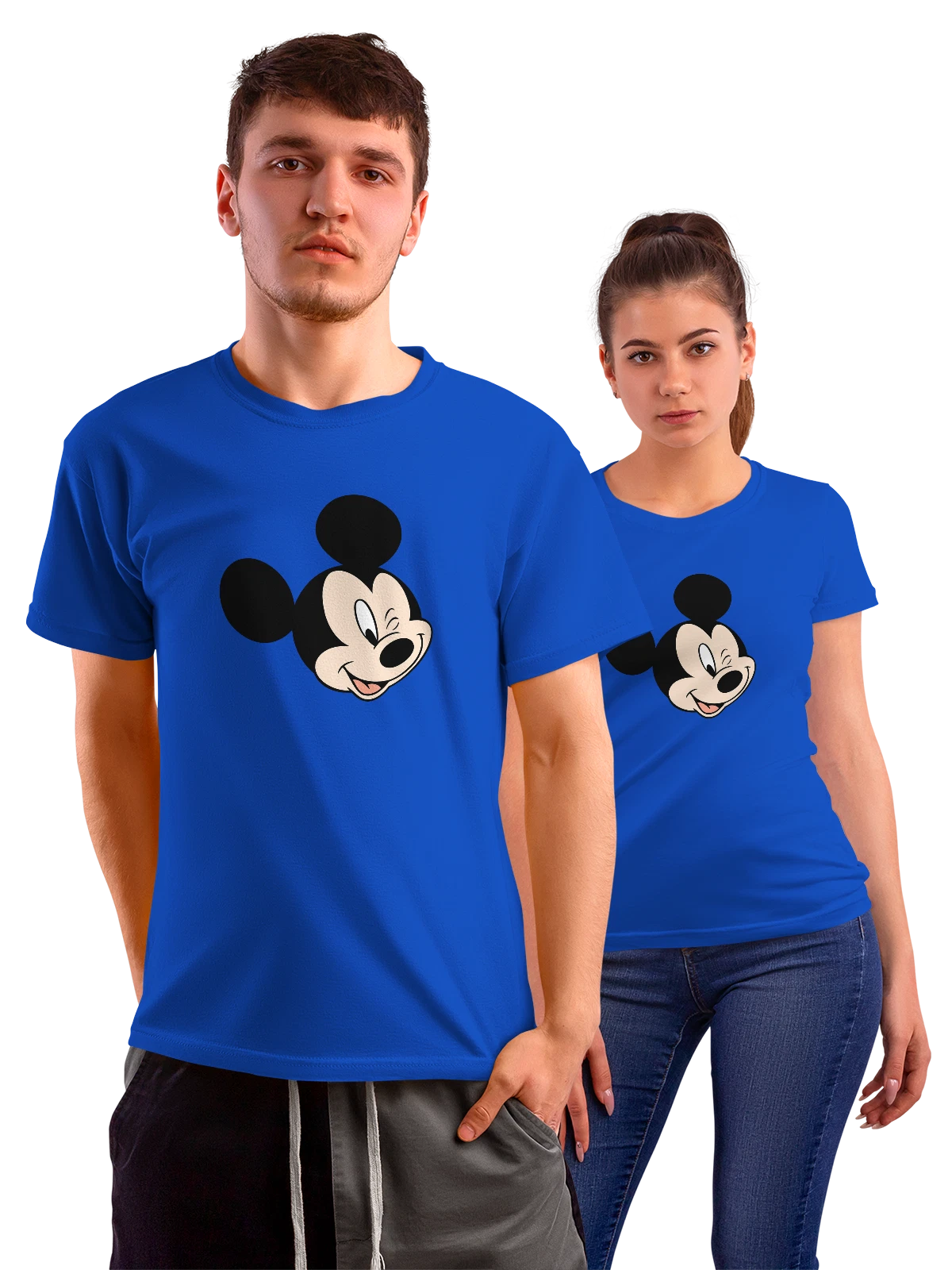 Футболка Микки Маус голова персонажа Disney синяя с принтом — контурный рисунок — Синяя, фото 1