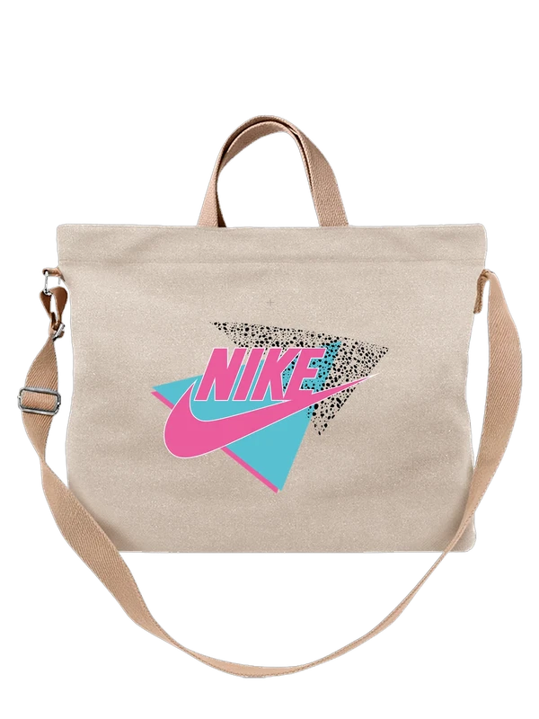 Сумка с логотипом Nike и розово-бирюзовым принтом — Белая, фото 1