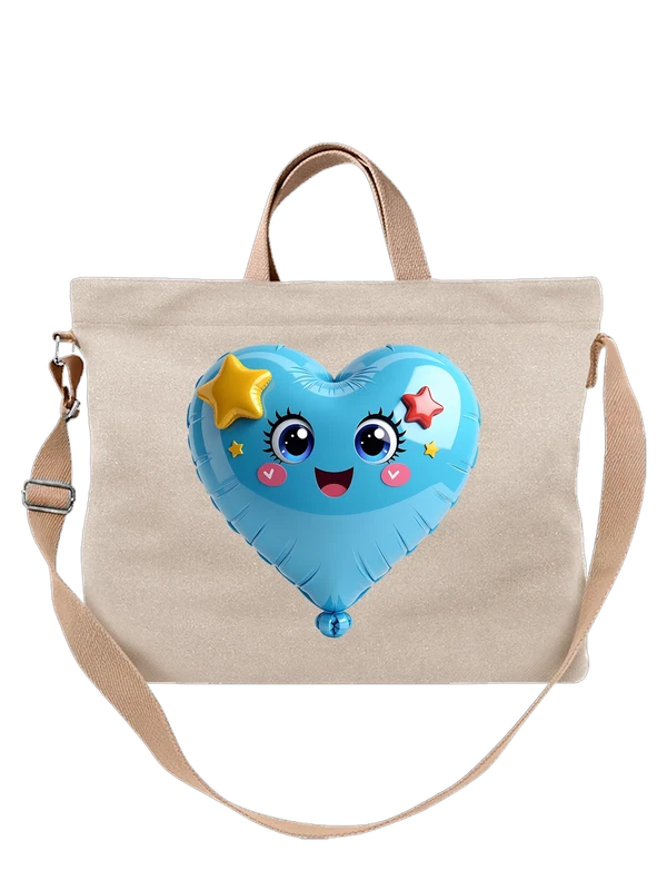 Сумка голубой heart balloon с kawaii лицом — Белая, фото 1