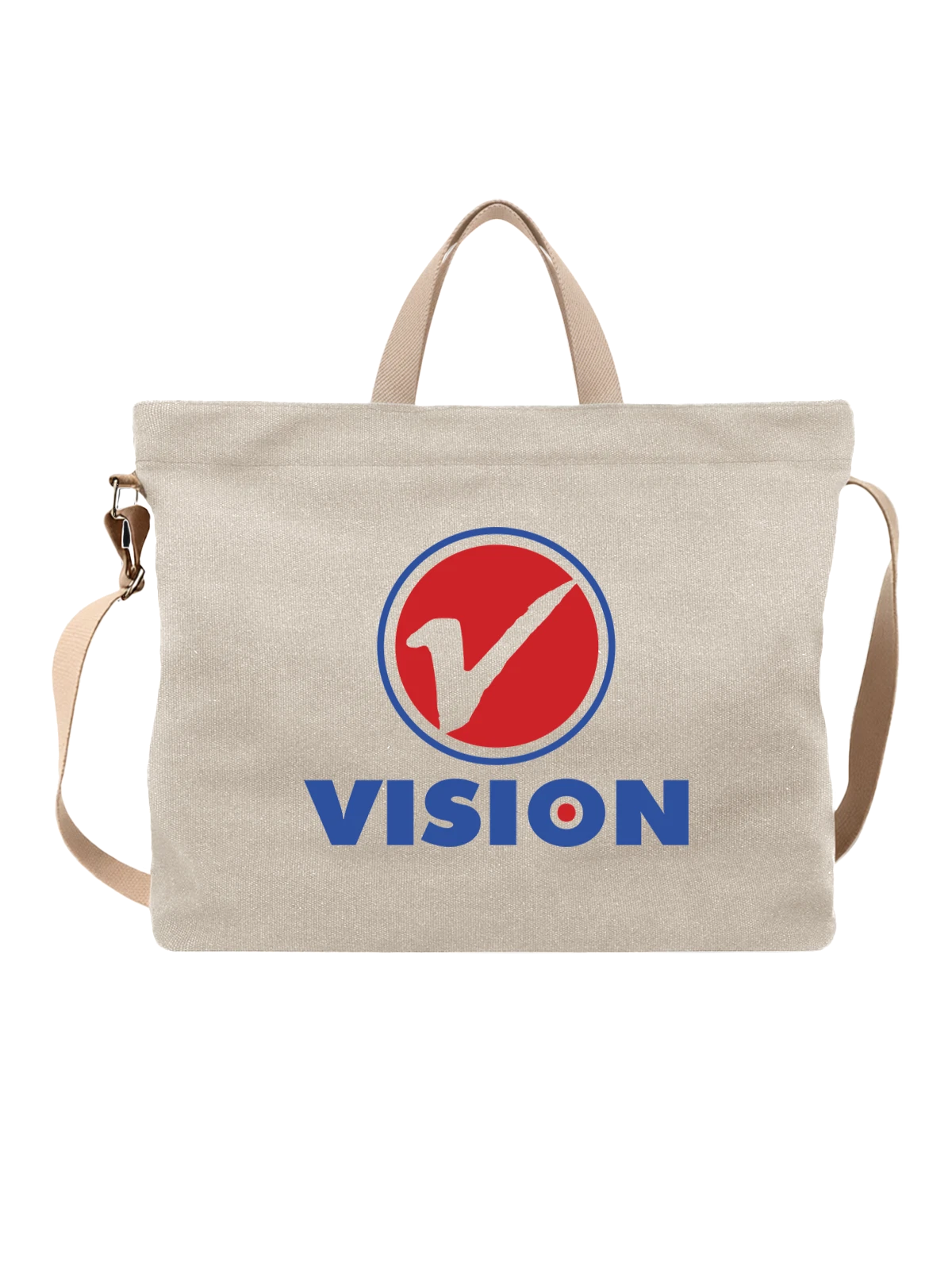 Сумка Vision белая с принтом — современная айдентика — Белая, фото 1
