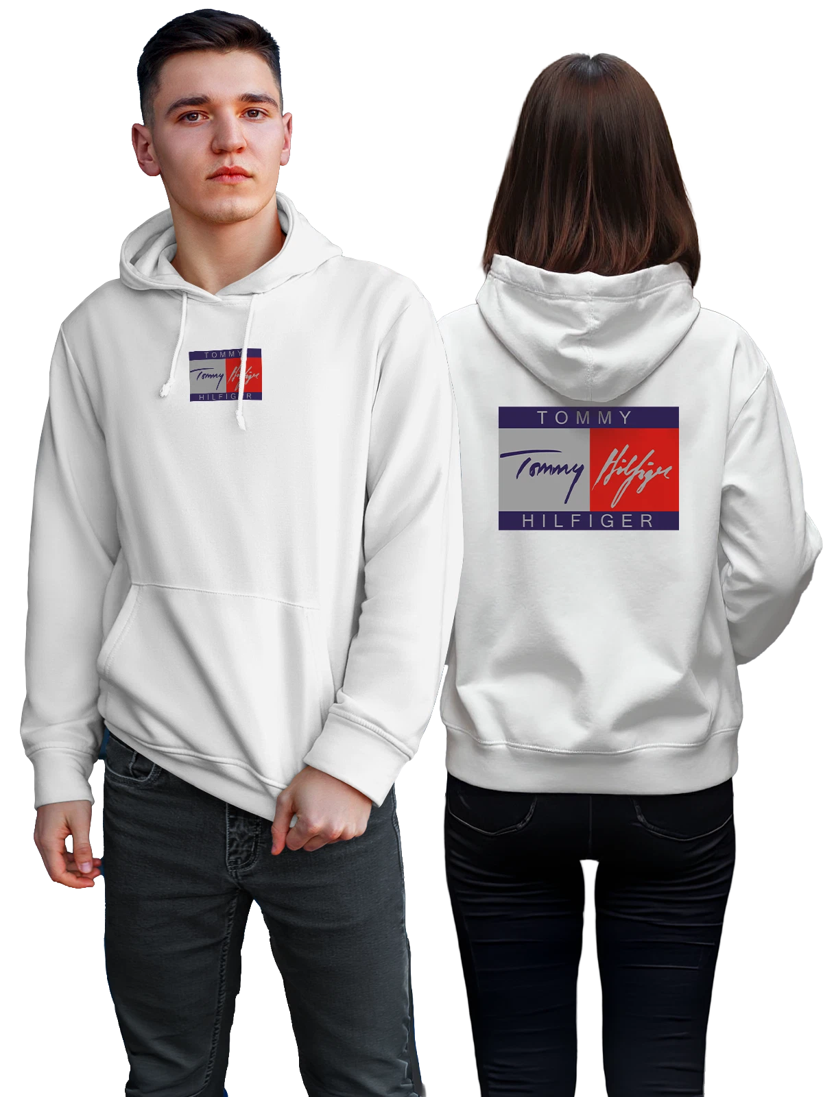 Худи Tommy Hilfiger белое с принтом — каллиграфический вордмарк — Белая, фото 1