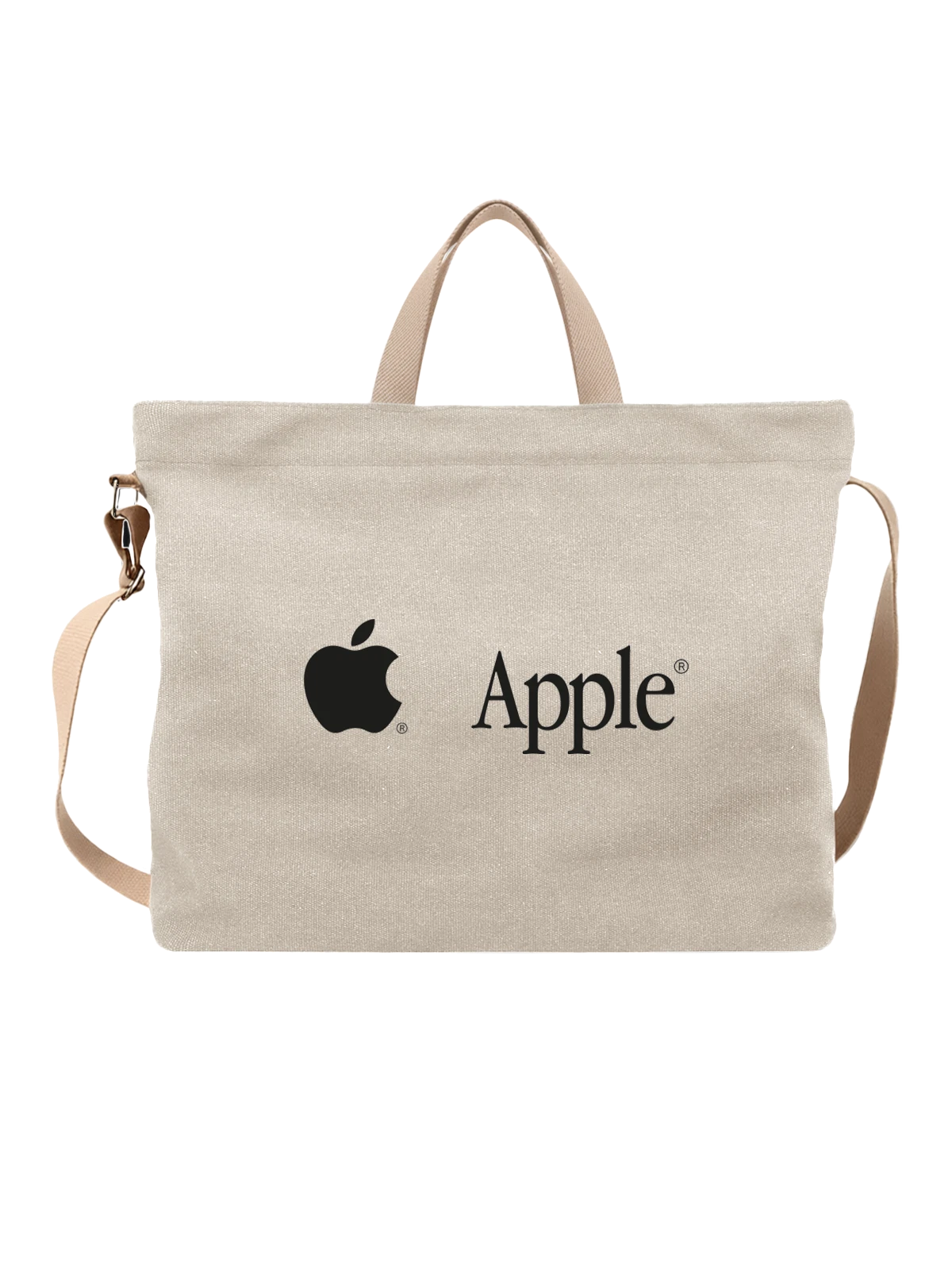 Сумка Apple белая с принтом — монохромный принт — Белая, фото 1