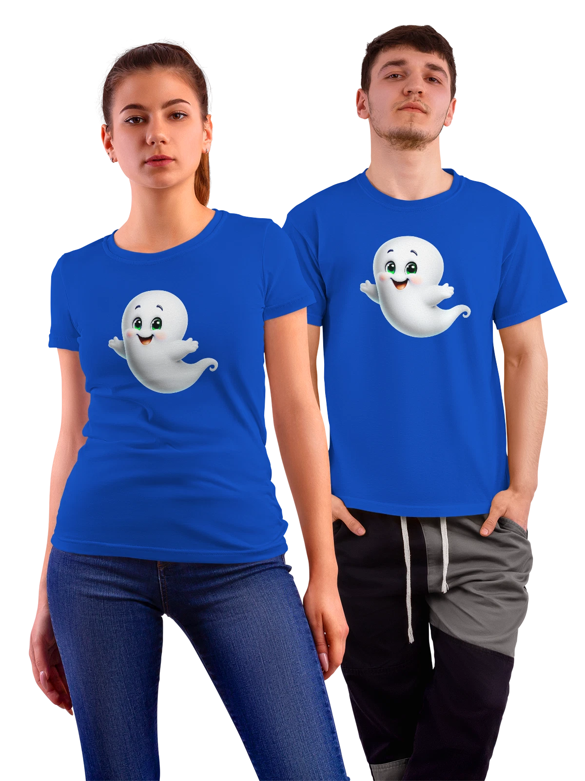 Футболка Призрак Хэллоуин Halloween синяя с принтом — подарок любителю хоррора — Синяя, фото 1