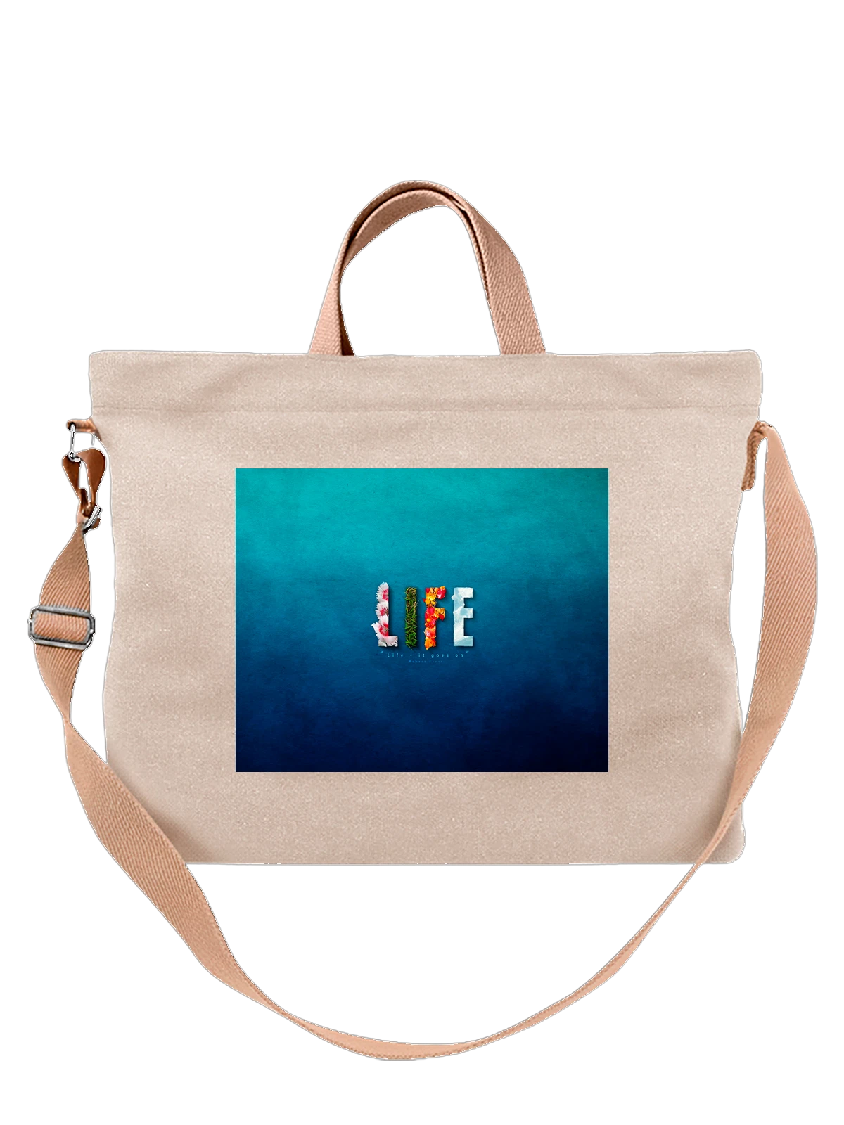 Сумка бежевая с принтом Жизнь Life — цифровой арт — Бежевая, фото 1