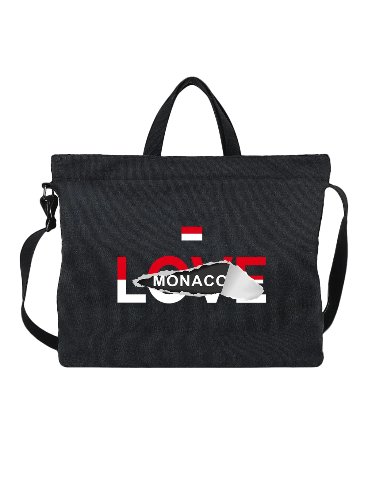 Сумка Флаг Монако Monaco чёрная с принтом — национальная символика — Чёрная, фото 1