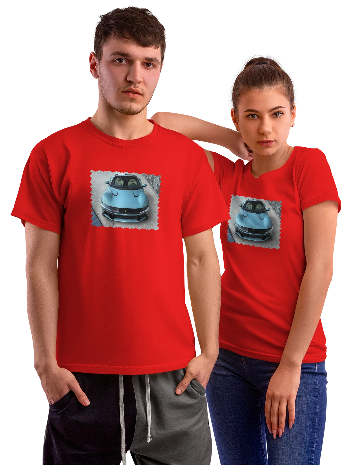 Футболка Машина Ferrari 12Cilindri Supercar красная с принтом — мощный двигатель — Красная, фото 1