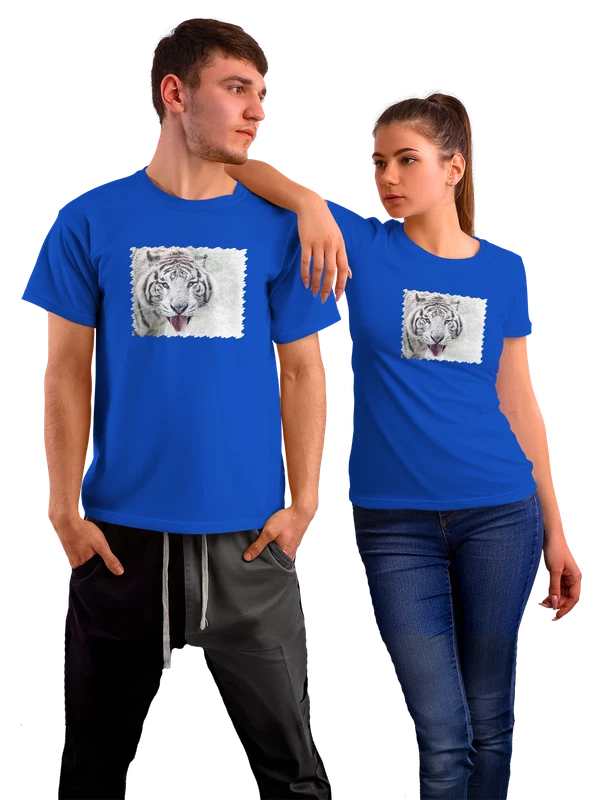Футболка Животные Белый тигр Дикое животное — Синяя, фото 1