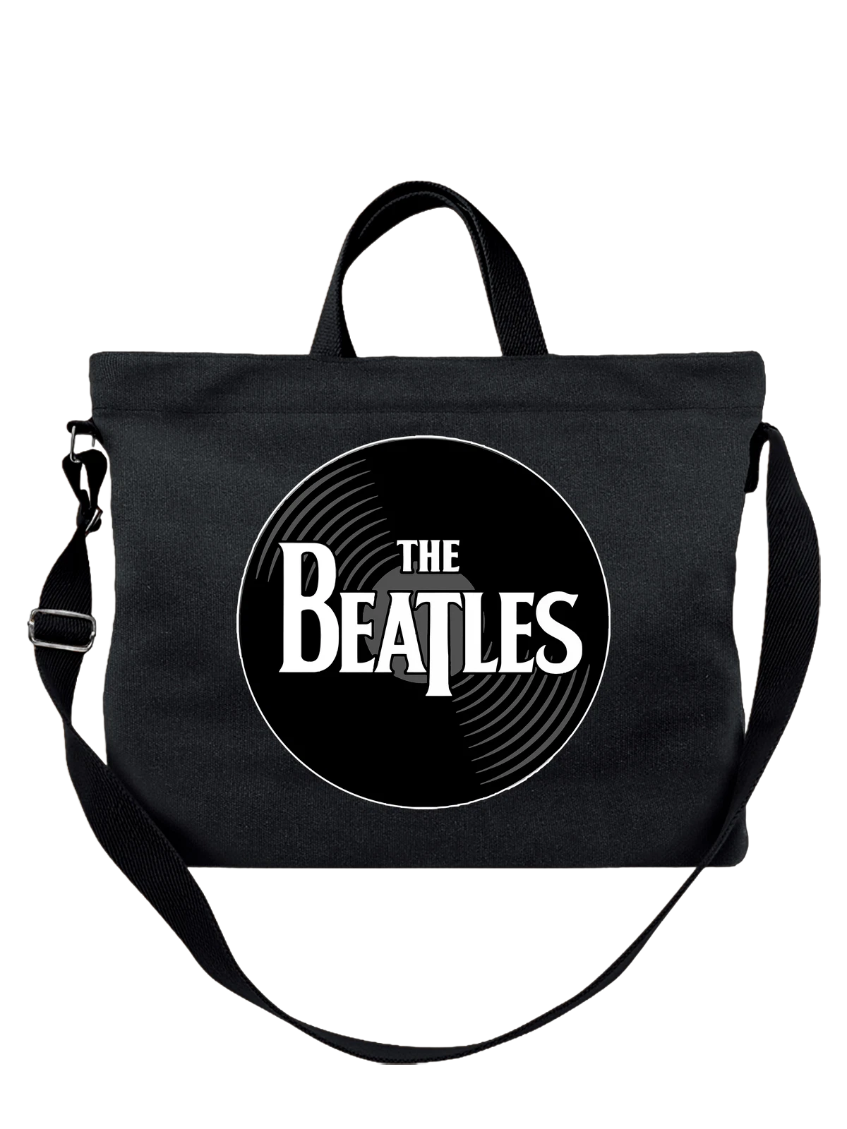 Сумка The Beatles пластинка чёрная с принтом — футболка подростку — Чёрная, фото 1