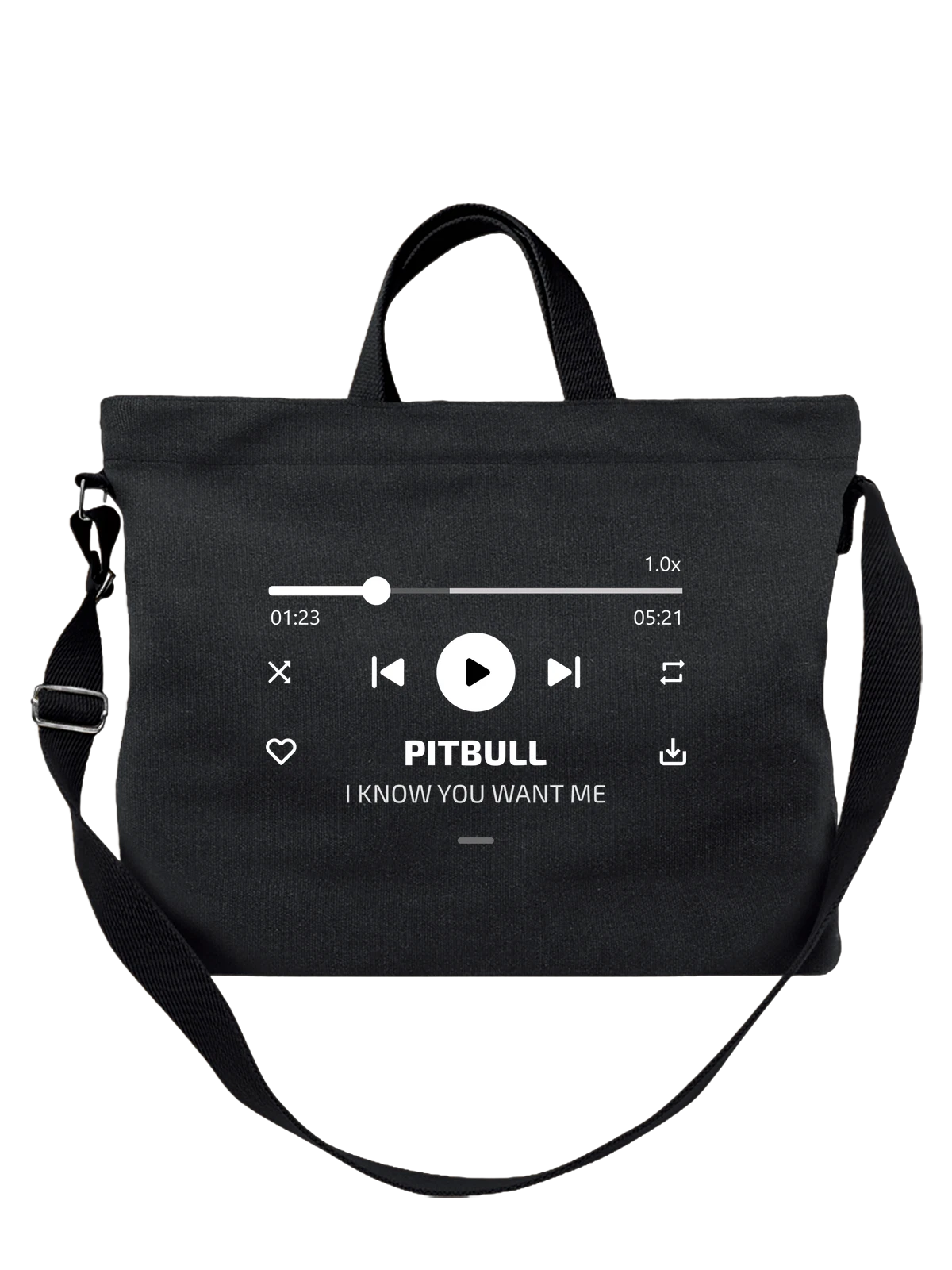 Сумка Pitbull I Know You Want Me чёрная с принтом — футболка подростку — Чёрная, фото 1