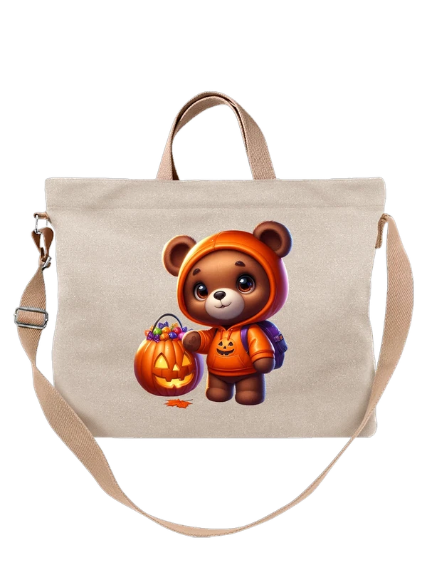 Сумка bear в оранжевой худи с тыквой — Белая, фото 1