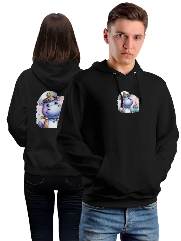 Худи бегемот моряк — Чёрная, фото 1