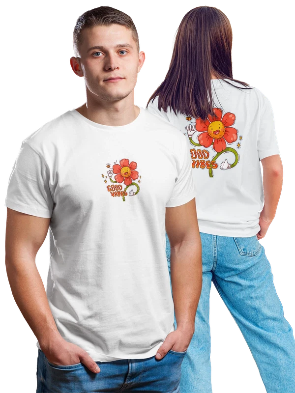 Футболка с цветком good vibes — Белая, фото 1