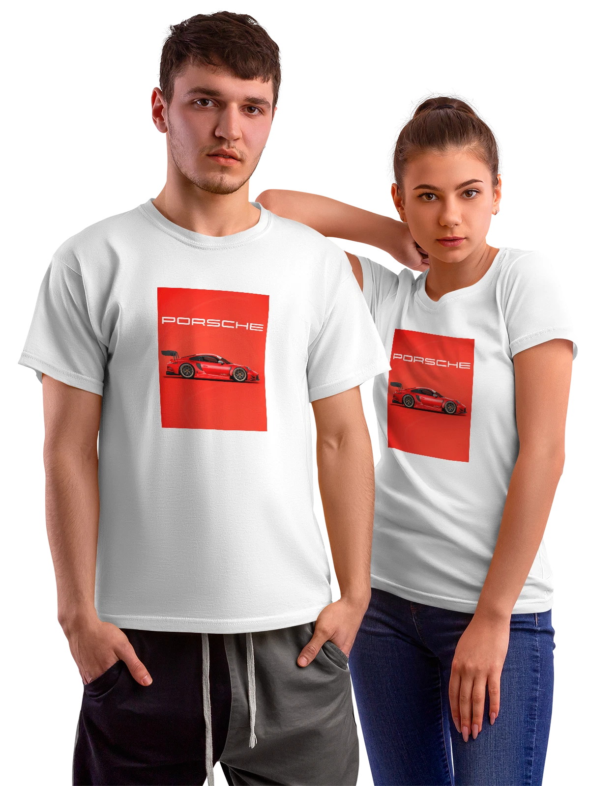 Футболка Porsche 911 GT3 RS спортивный автомобиль белая с принтом — тюнинг — Белая, фото 1