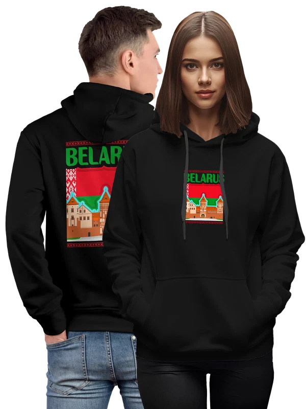 Худи с флагом Беларуси Belarus замок — Чёрная, фото 1