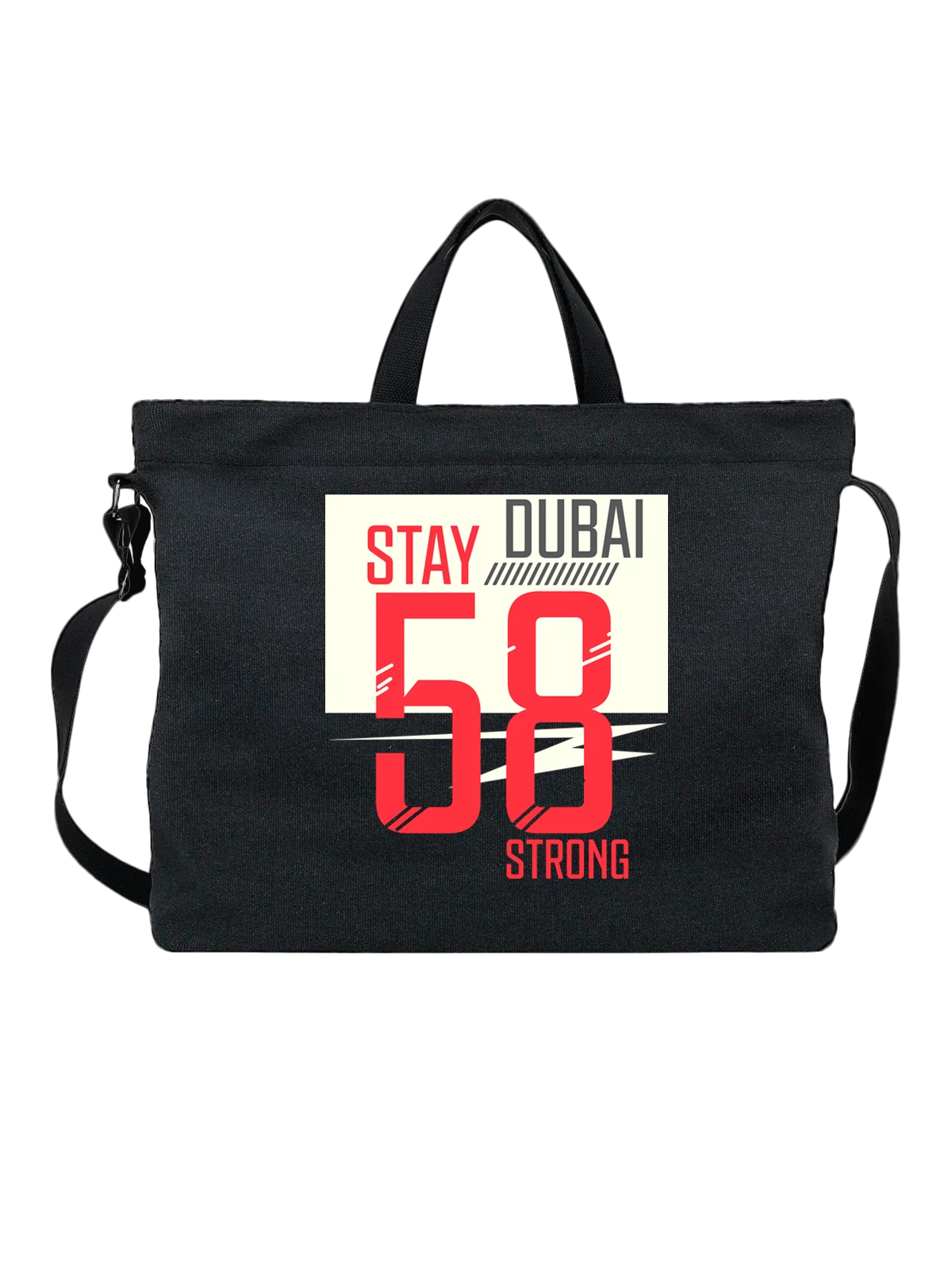 Сумка с надписью Дубай Dubai 58 чёрная с принтом — название города — Чёрная, фото 1