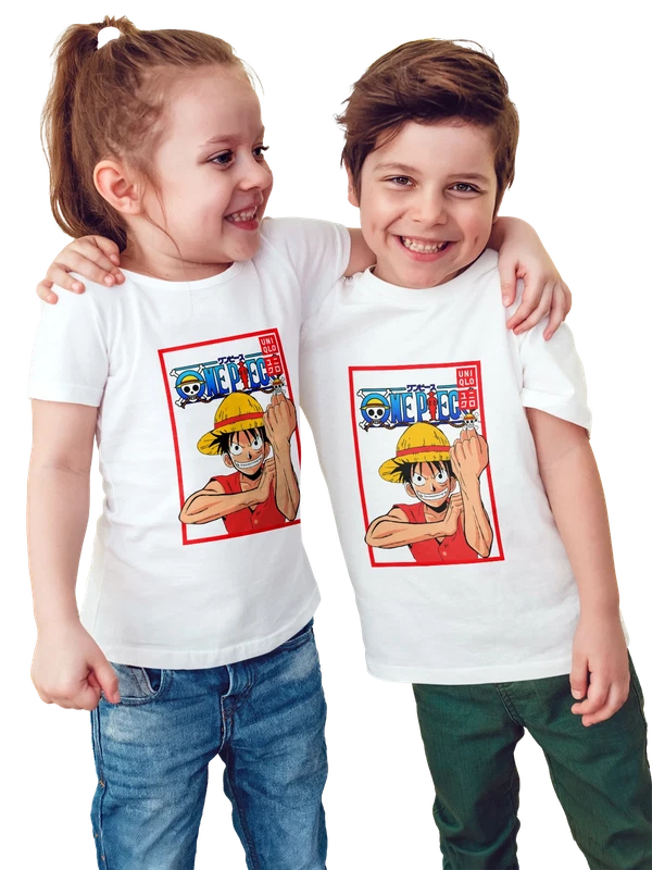 Футболка Луффи One Piece с логотипом UNIQLO — Белая, фото 1