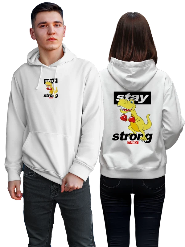 Худи динозавр боксер stay strong — Белая, фото 1