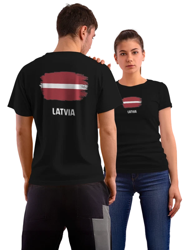 Футболка с флагом Латвия Latvia — Чёрная, фото 1
