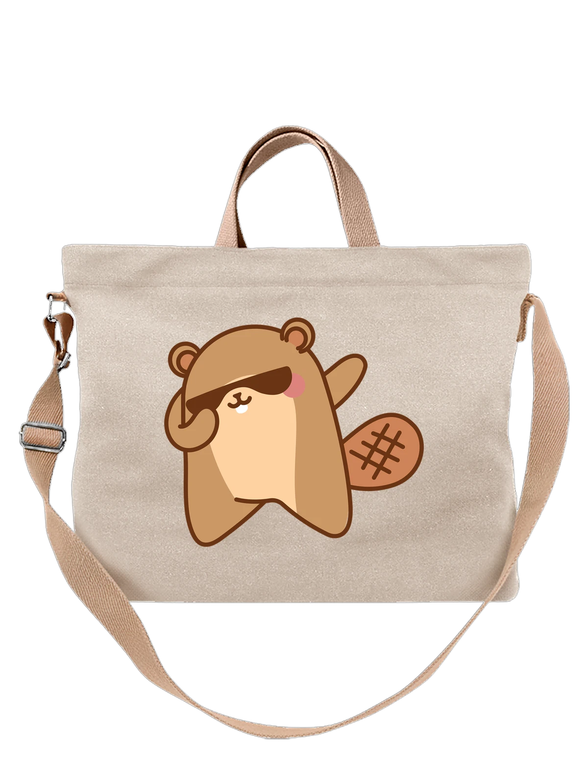 Сумка Милый бобр пират с повязкой на глазу белая с принтом — cute beaver — Белая, фото 1