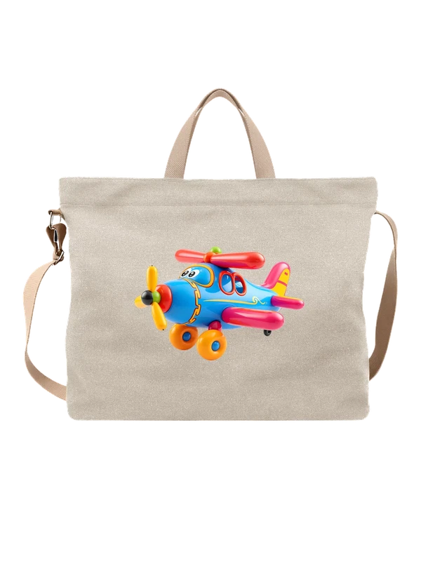 Сумка с синим игрушечным самолетом — Белая, фото 1