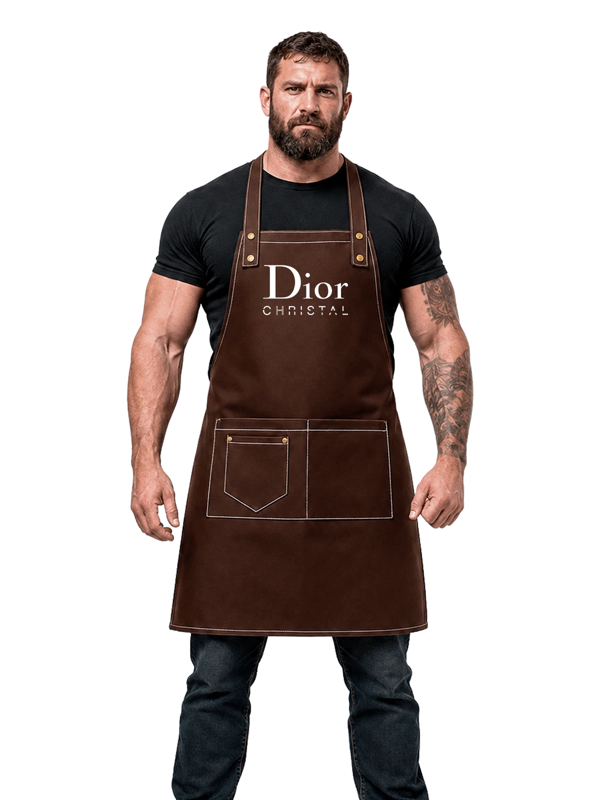 Фартук Dior чёрный с принтом — парфюмерная эстетика — Чёрная, фото 1