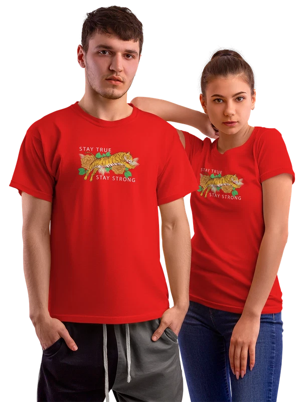 Футболка тигр stay true strong — Красная, фото 1