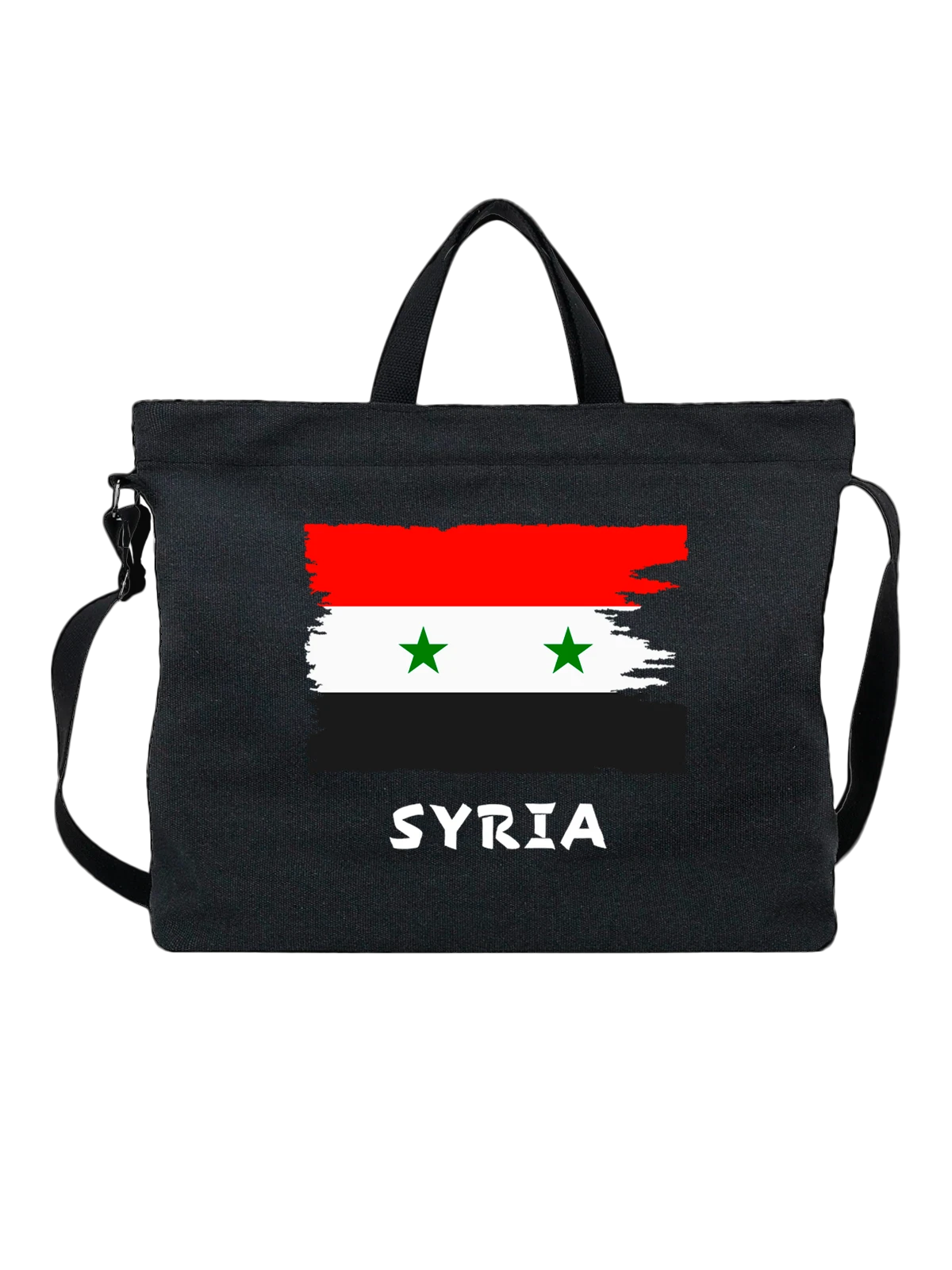 Сумка с флагом Сирии Syria чёрная с принтом — национальная символика — Чёрная, фото 1