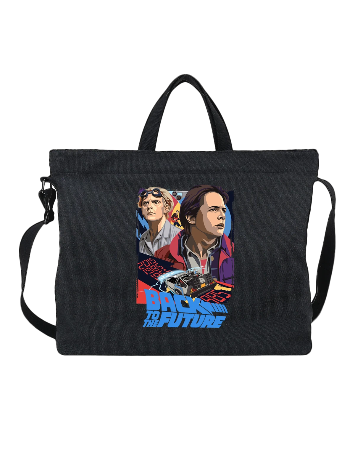 Сумка Назад в Будущее чёрная с принтом — футболка подростку — Чёрная, фото 1