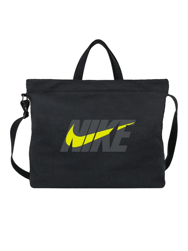 Сумка Nike с жёлтым Swoosh на сером фоне — Чёрная, фото 1