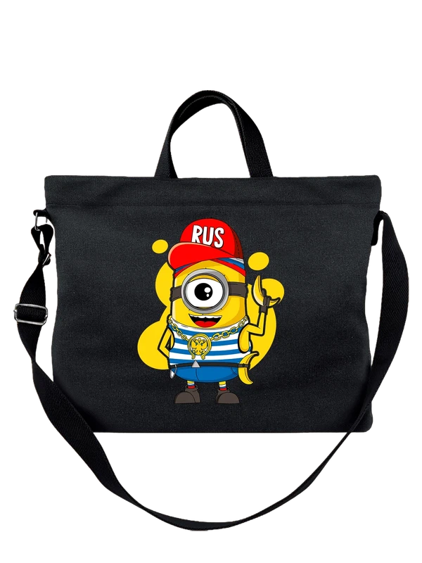 Сумка Миньон Minion в тельняшке надпись rus — Чёрная, фото 1