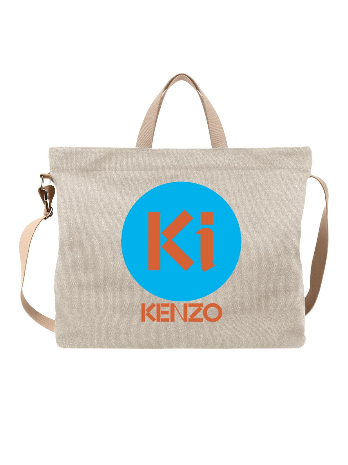 Сумка Kenzo белая с принтом — геометрический принт — Белая, фото 1