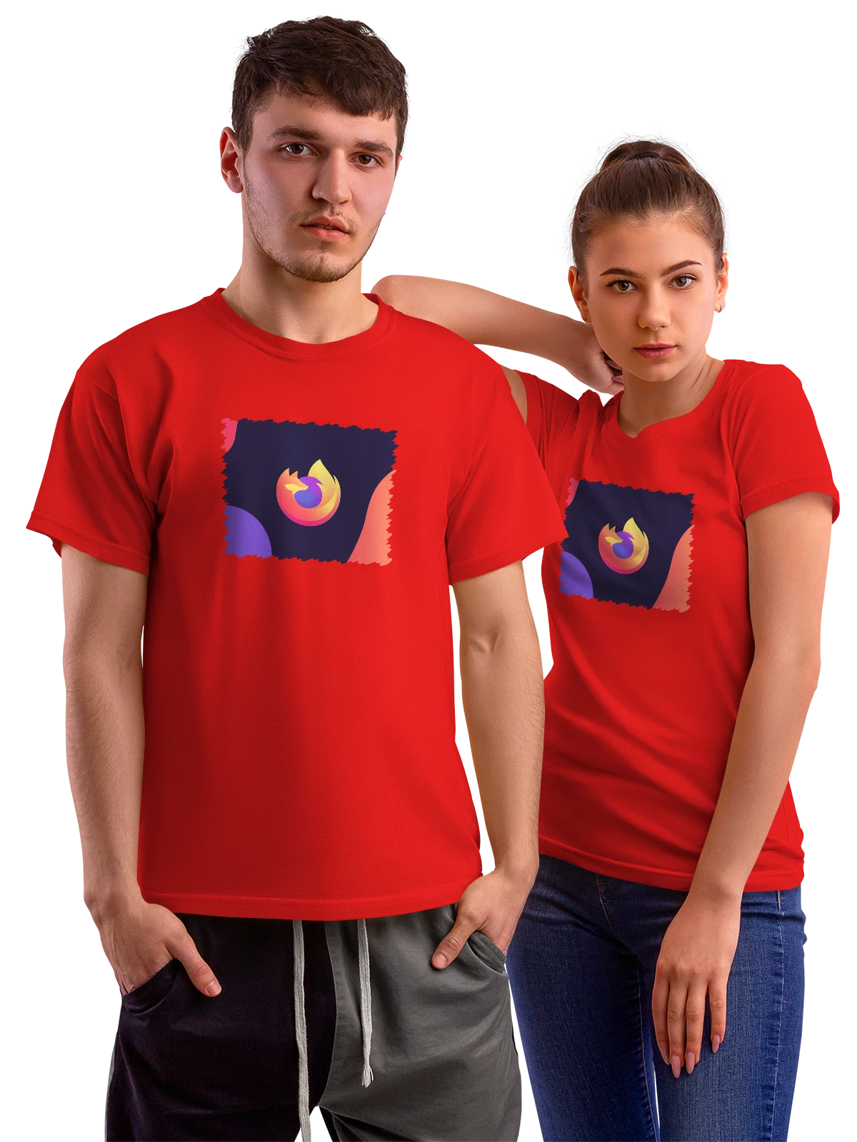 Футболка Логотип Firefox красная с принтом — стилизованное изображение — Красная, фото 1