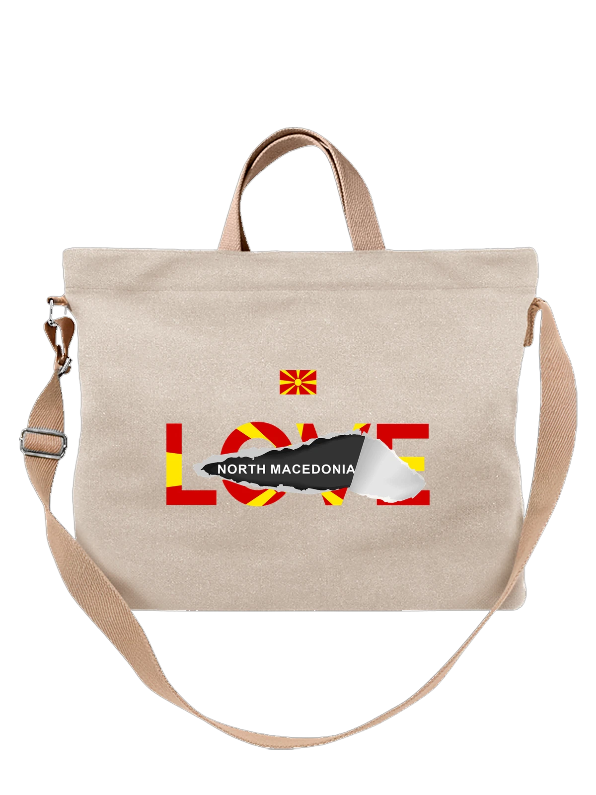 Сумка Флаг Северной Македонии Northern Macedonia белая с принтом — национальная символика — Белая, фото 1
