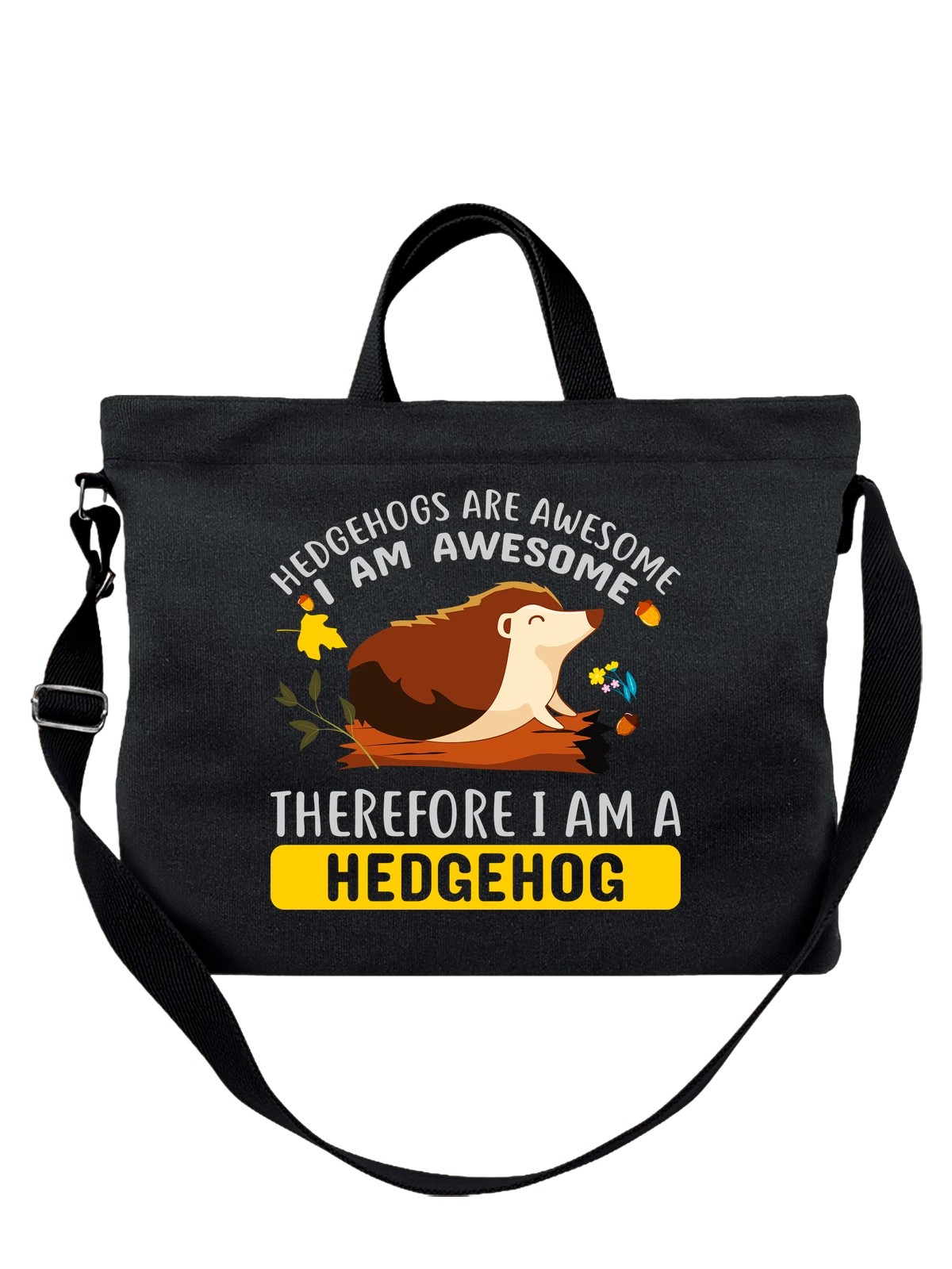 Сумка Еж I am a hedgehog чёрная с принтом — природная тематика — Чёрная, фото 1