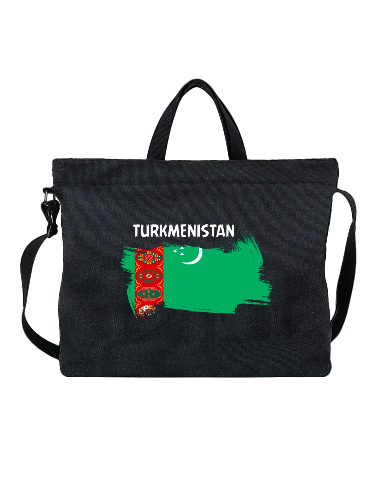 Сумка Флаг Туркменистана Turkmenistan чёрная с принтом — патриотический принт — Чёрная, фото 1