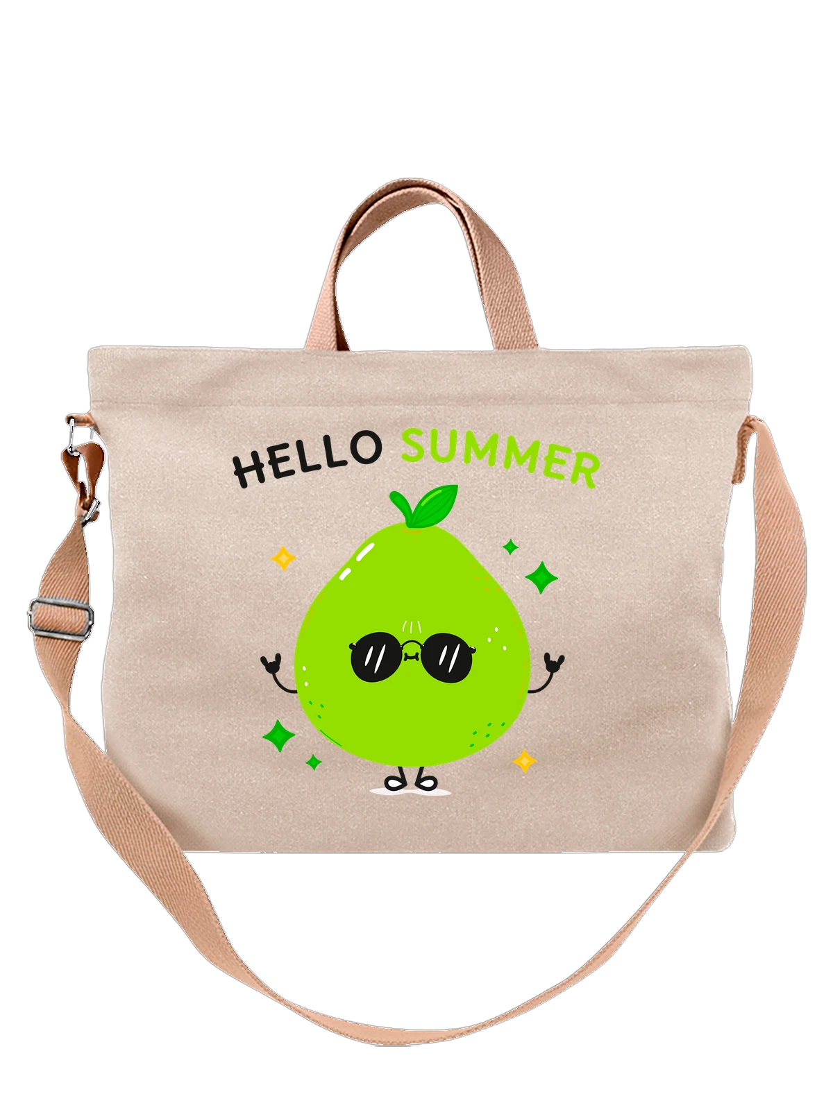 Сумка Лайм hello summer белая с принтом — растительная пища — Белая, фото 1