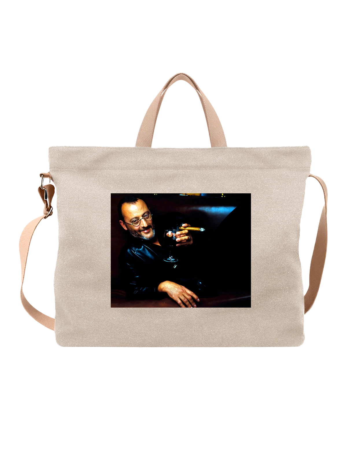 Сумка бежевая с принтом Мужчина жан рено jean reno — яркая композиция — Бежевая, фото 1