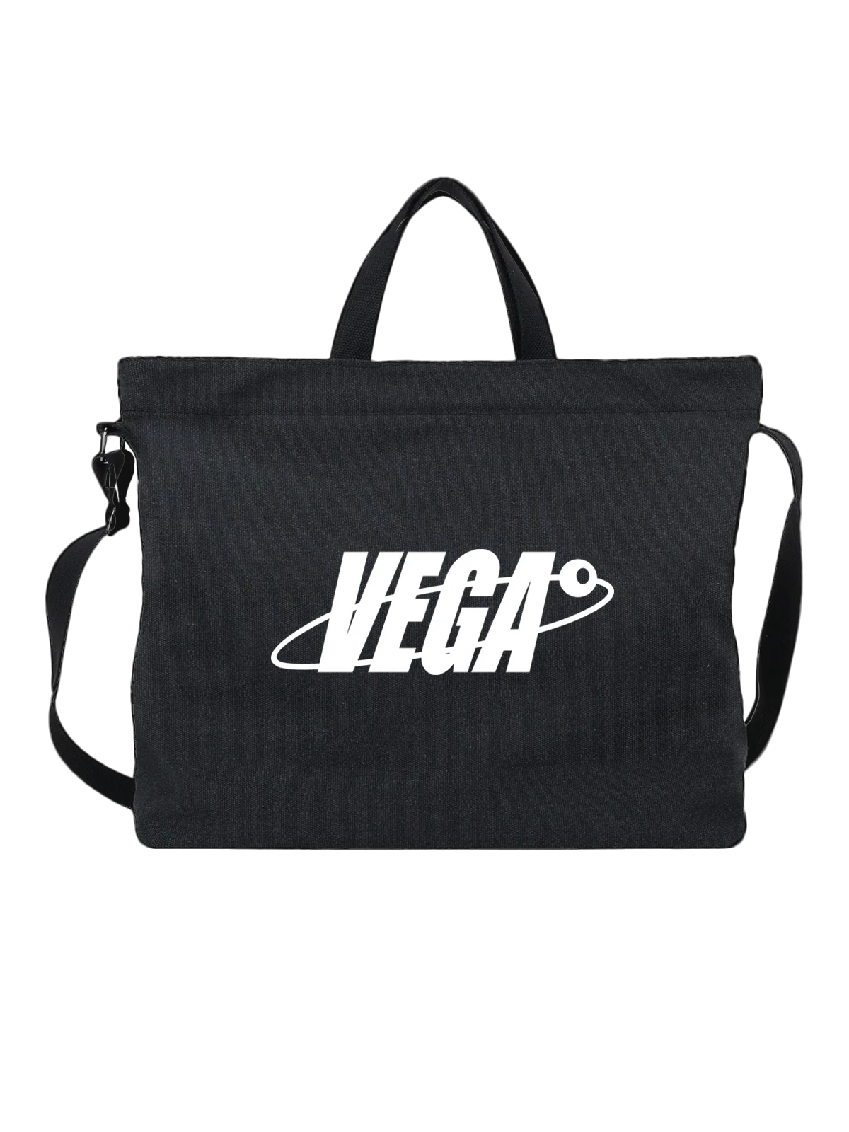 Сумка Vega чёрная с принтом — современная айдентика — Чёрная, фото 1