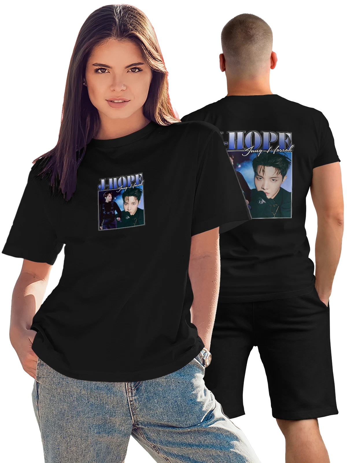 Футболка Джей-Хоуп Jung Hoseok BTS на сцене чёрная с принтом на спине — солист — Чёрная, фото 1