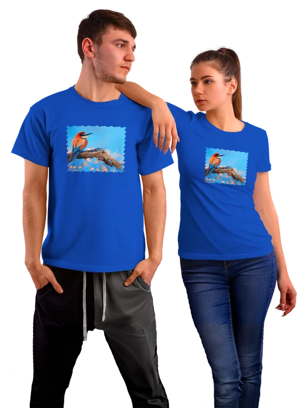 Футболка Животные Птичка на ветке — Синяя, фото 1