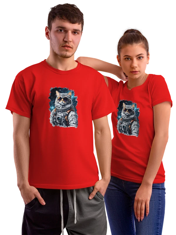 Футболка Мейн-кун Maine Coon космонавт кот в скафандре и — Красная, фото 1