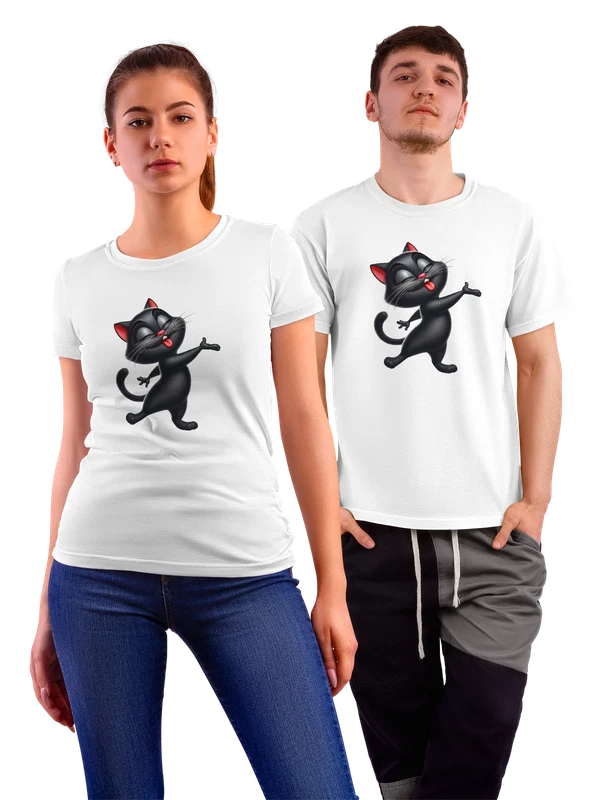 Футболка с котом — Белая, фото 1