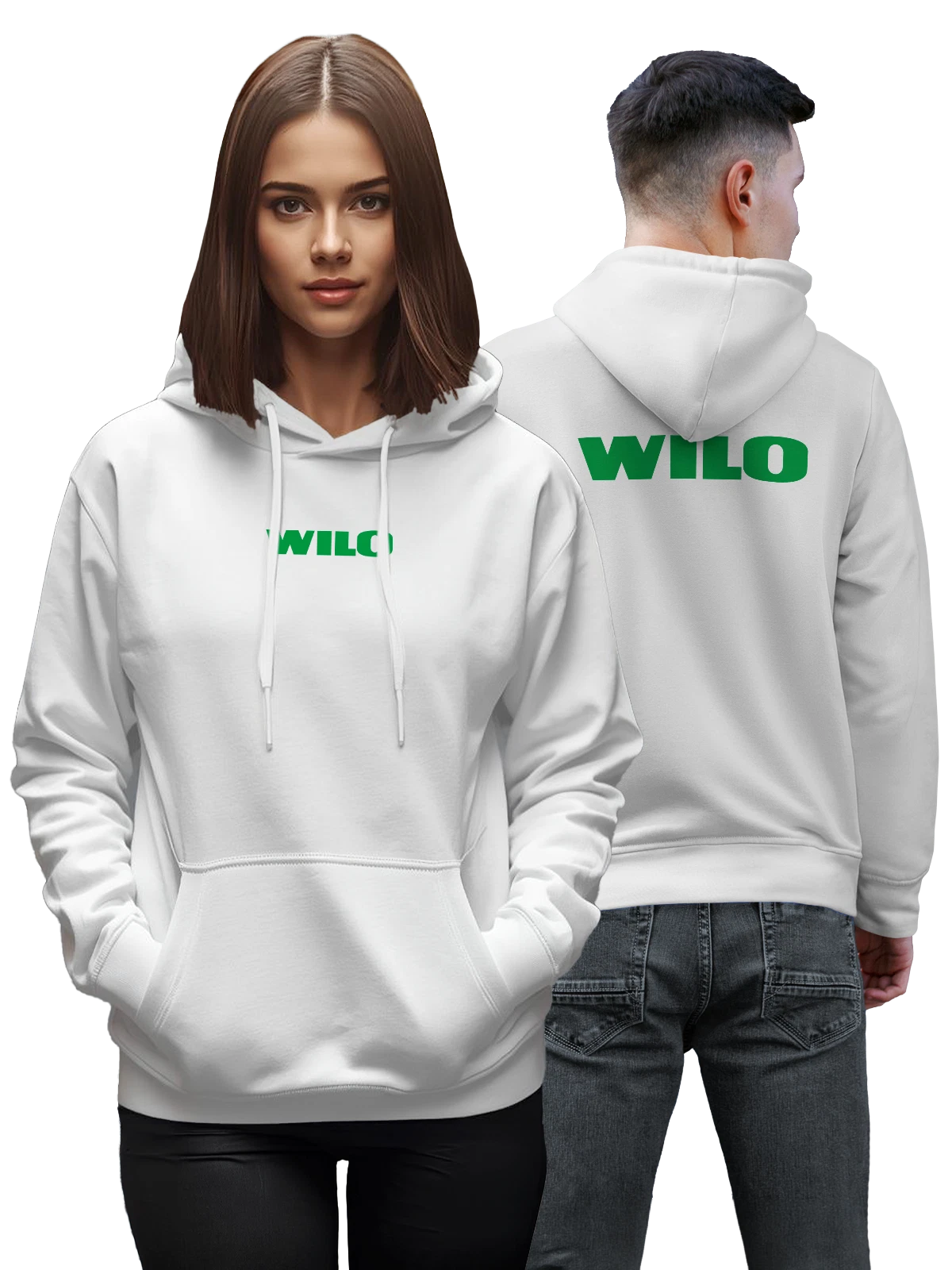 Худи Wilo белое с принтом — современная айдентика — Белая, фото 1