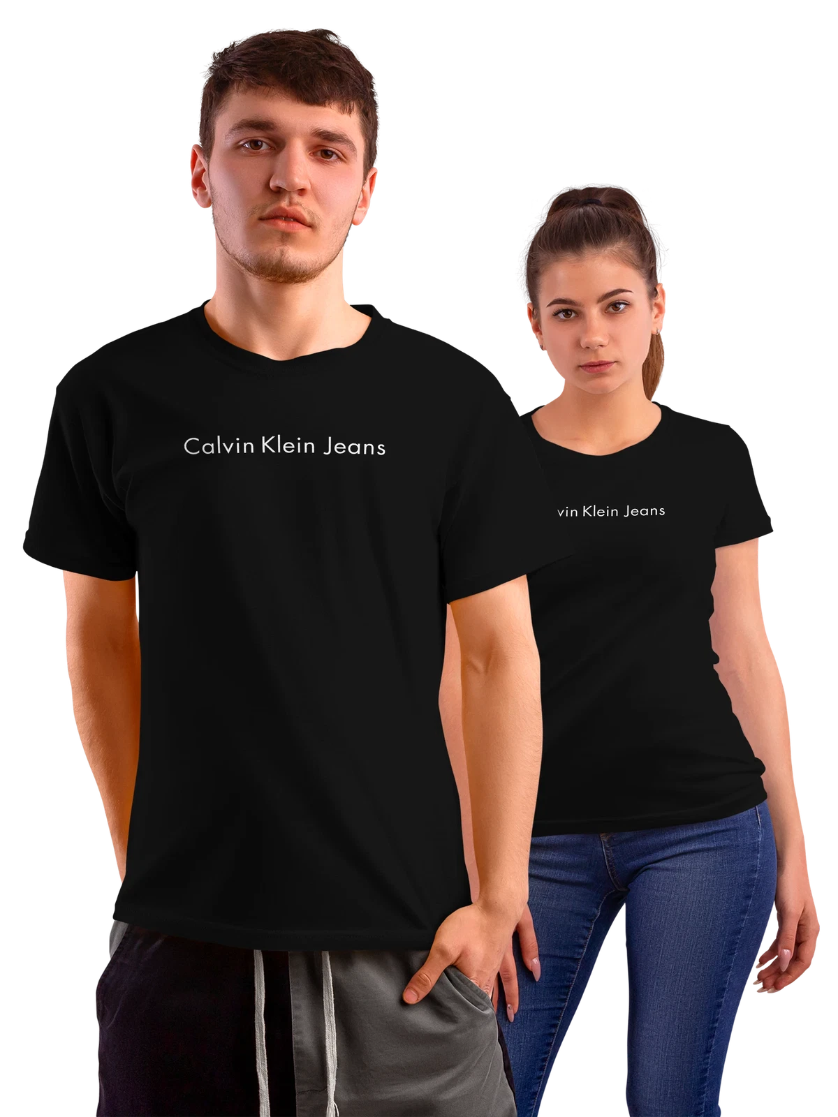 Футболка Calvin Klein чёрная с принтом — минималистичная типографика — Чёрная, фото 1