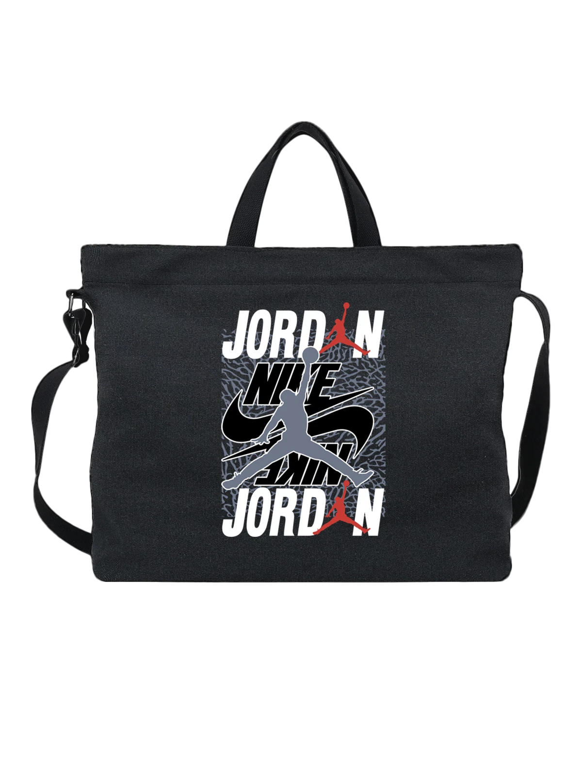 Сумка чёрная с принтом с логотипом Jordan Jumpman и силуэтом данка — эмблема Nike — Чёрная, фото 1
