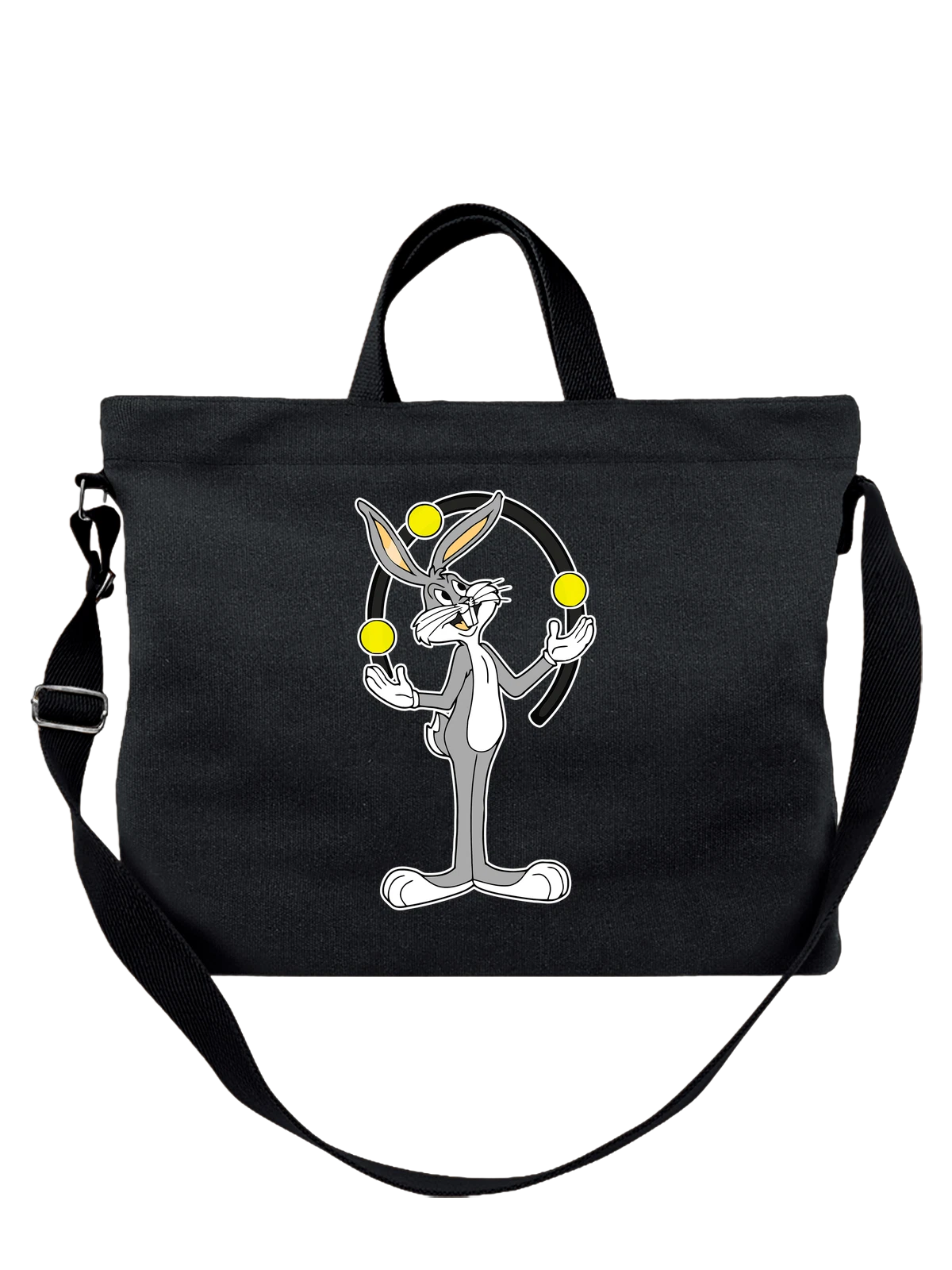 Сумка Багз банни жонглер чёрная с принтом — Daffy Duck — Чёрная, фото 1